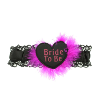 Black Bride to Be Garter with Faux Fur