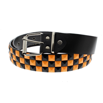 Neon Orange Leather Chessboard Belts