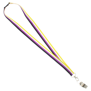 Multi Color Metal Whistle on Non-Binary Lanyard
