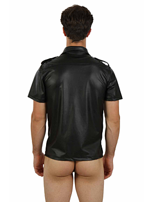 Black Leatherlook Shirt - Fetish Top by Soiemio
