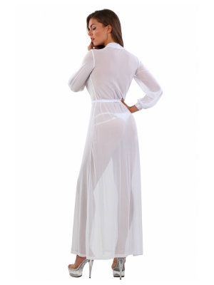 20191 White Long Sleeve Fishnet Bodysuit by Soiemio
