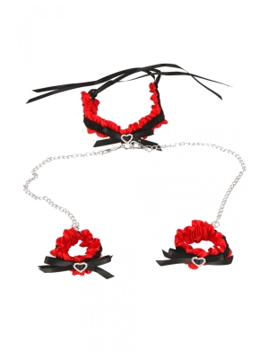Soiemio Red Hearts Necklace + Handcuffs Set