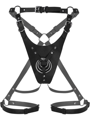 Black Vegan Leather Harness with Bow by Kinksters