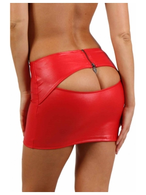 Soiemio Red Skirt - Zip Back, Cotton/Polyester