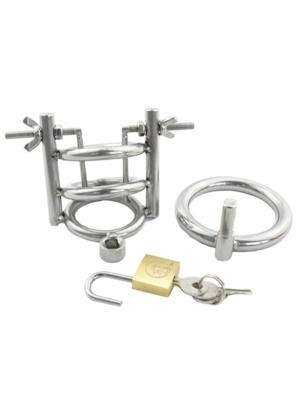 Kinksters Silver Chastity Cage with Urethra Spreader