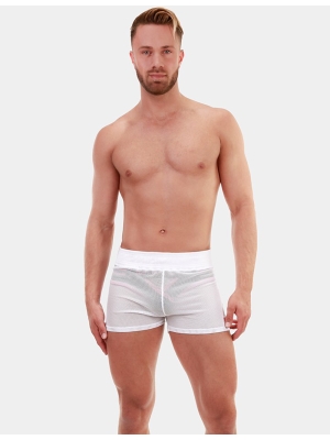 White Polyester Viktor Shorts