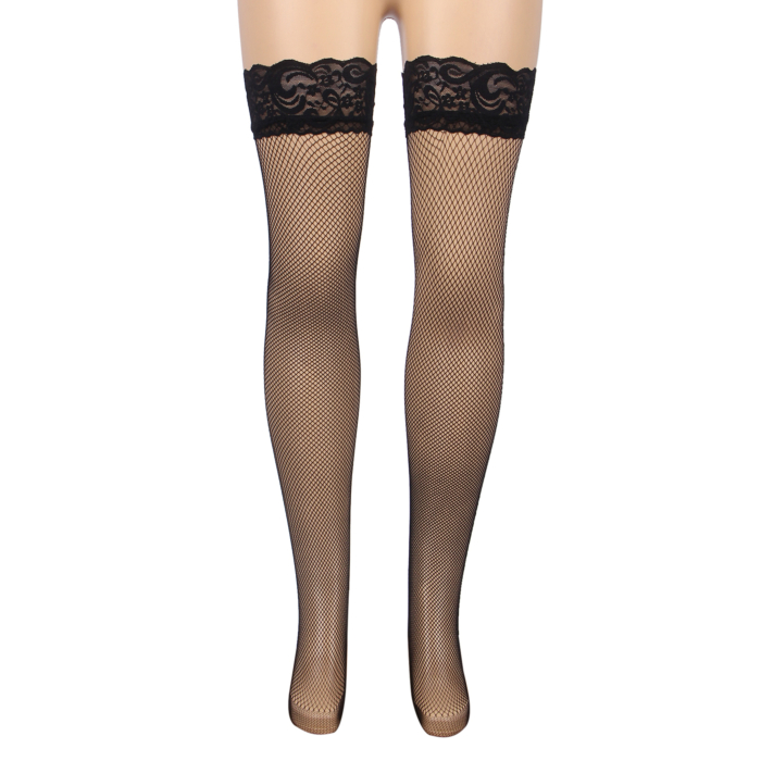 Black Fishnets Thigh High Stockings Silicone Lace Top Stay Up Sheer Hosiery Black Fishnets Thigh High Stockings Silicone Lace Top Stay Up Sheer Hosiery