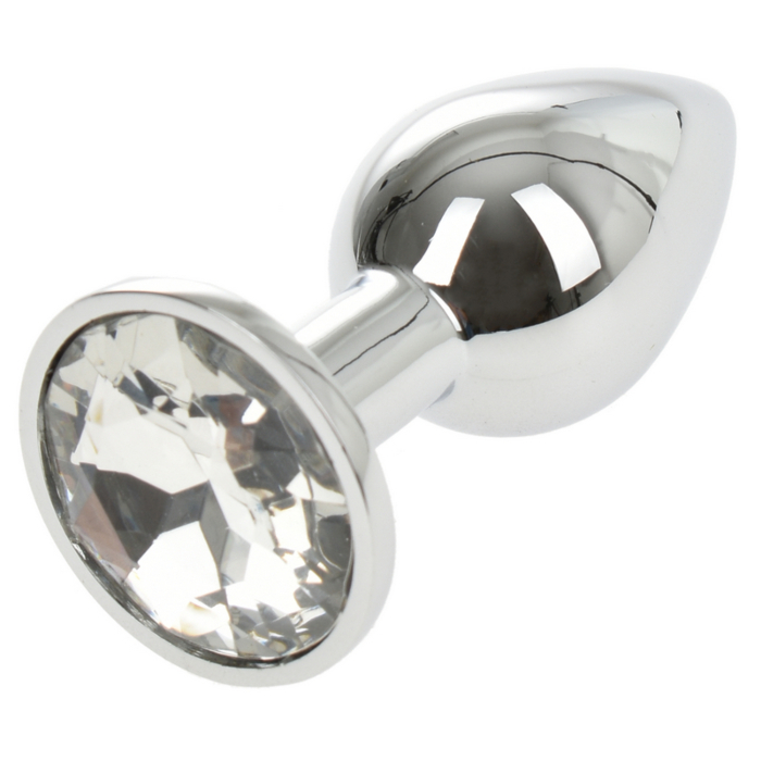 Anal Plug Metallic Buttplug Small Silver/Clear Anal Plug Metallic Buttplug Small Silver/Clear