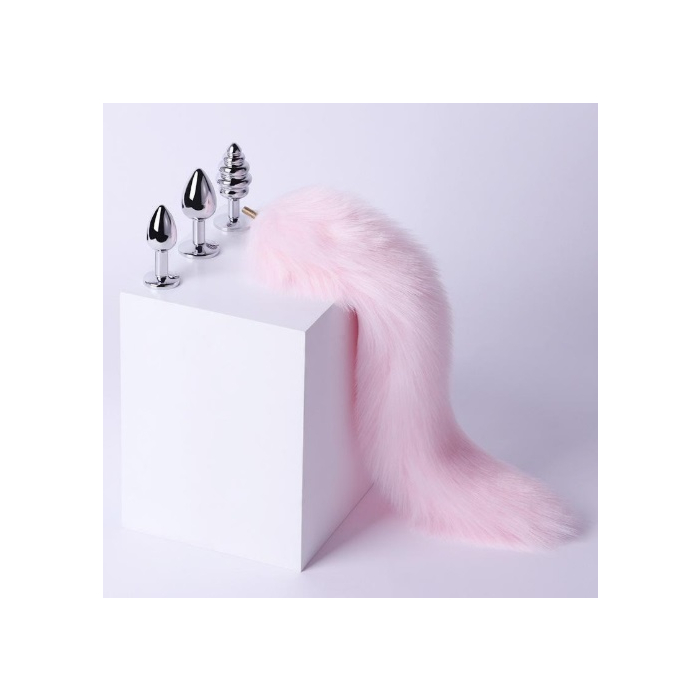 Set Long Tail with 3 Anal Plugs Pink