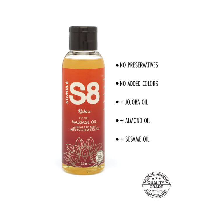 S8 Massage Oil Green Tea & Lilac Blossom125ml - Erotic Gel S8 Massage Oil Green Tea & Lilac Blossom125ml - Erotic Gel