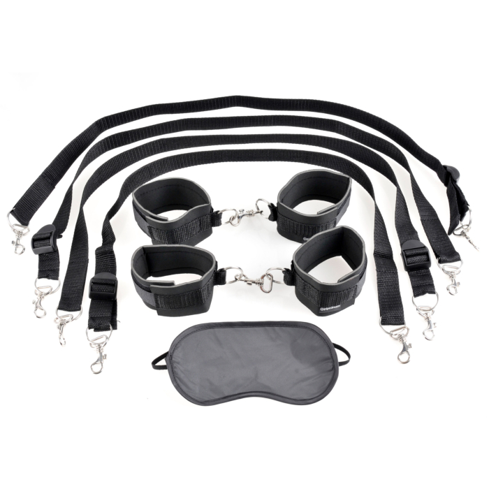 Fetish Fantasy Cuff & Tether Set Black OS Fetish Fantasy Cuff & Tether Set Black OS