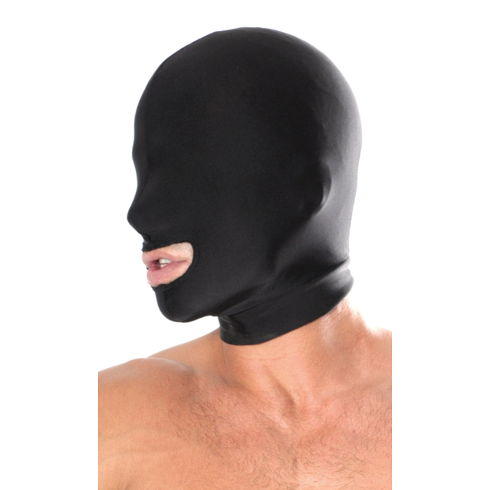 Fetish Fantasy Spandex Open Mouth Hood Black OS