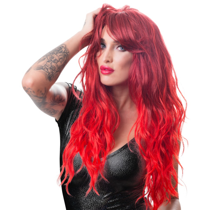Wig, red, wavy, long Wig, red, wavy, long