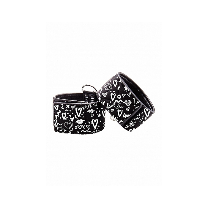 Printed Hand Cuffs - Love Street Art Fasion - Black Printed Hand Cuffs - Love Street Art Fasion - Black