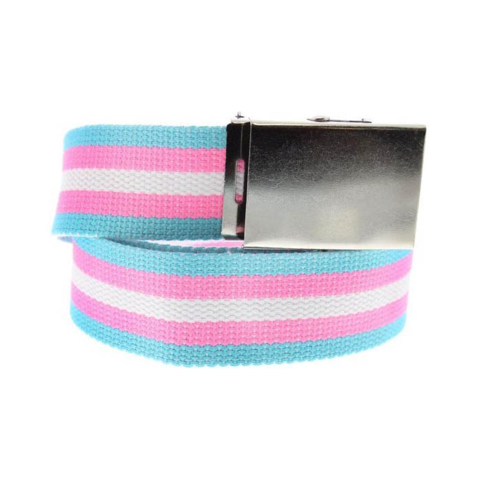 Transgender Canvas Webbing Belt with Shiny Silver Slider Buckle (Length - 120cm, Width - 3.7cm) Transgender Canvas Webbing Belt with Shiny Silver Slider Buckle (Length - 120cm, Width - 3.7cm)