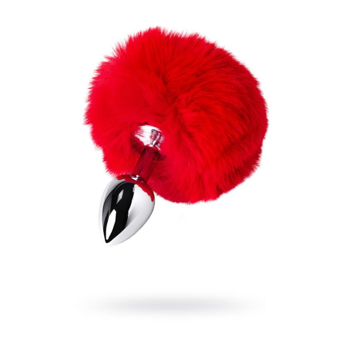 Metal Classic Anal Plug with Faux Fur (Red) - ToyFa