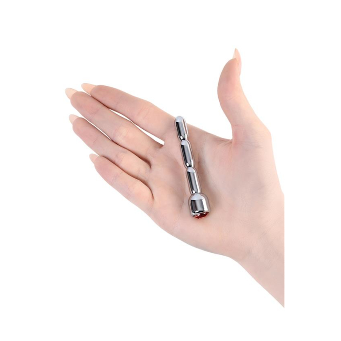 Silver Urethral Plug with Red Gem - ToyFa