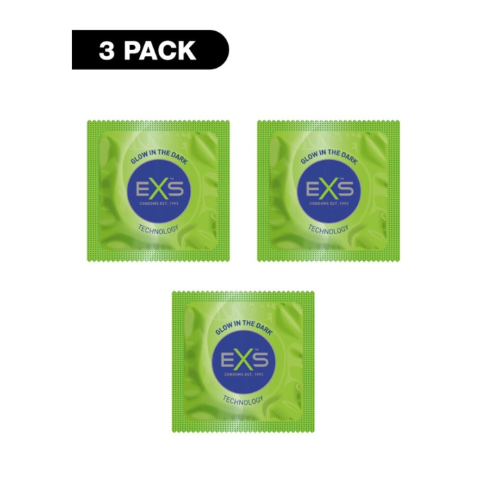 3pcs green glowing EXS condoms 3pcs green glowing EXS condoms
