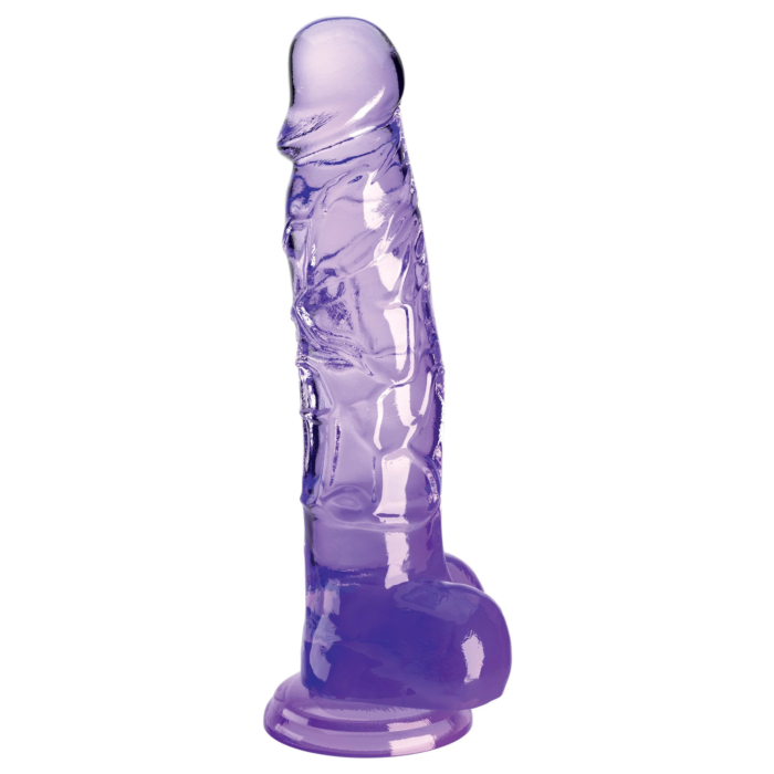 King Cock Clear 8" with Balls - Purple
