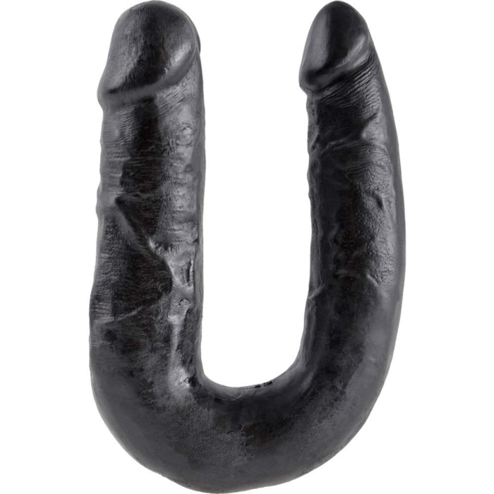 King Cock U-Shaped Medium Double Trouble Cock 17 cm (Black) - Pipedream