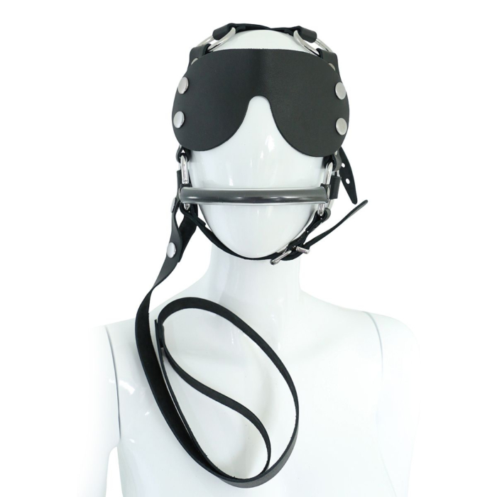 Kiotos Leather Head Harness with Eye Patch and Leash