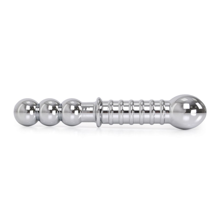 Ribbed Double-Ended Steel Anal Dildo - Kiotos