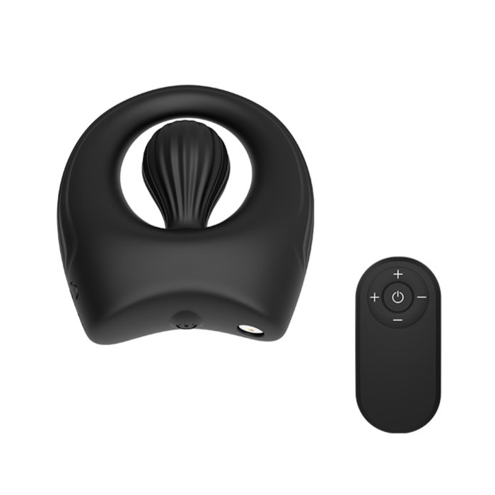 Melek Penis Ring 10 Vibration Modes Remote Control Liquid Silicone Magnetic USB Black Guilty Toys