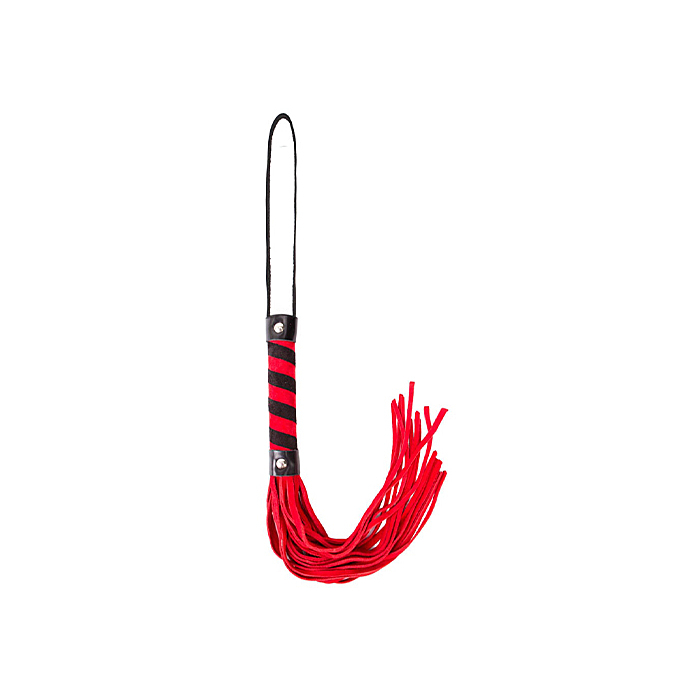 Twisted Handled Leather Whip Black/Red - Angel Touch