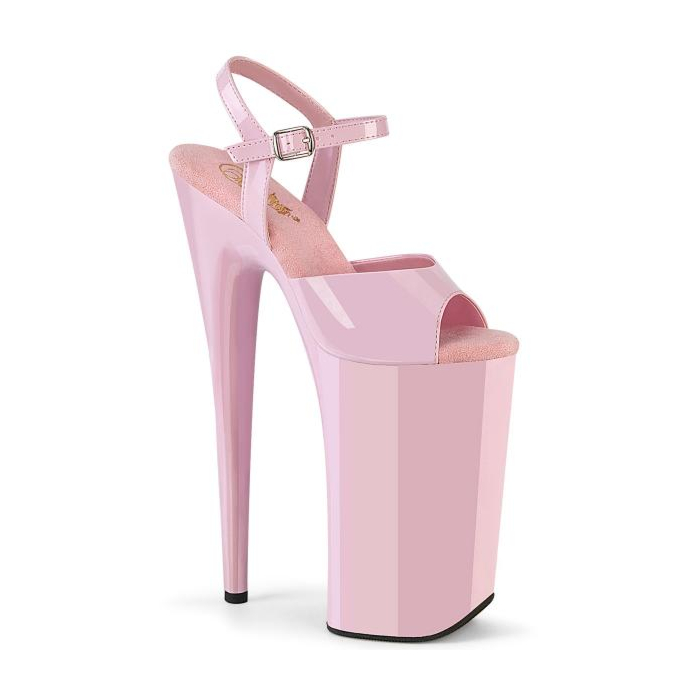 Pleaser sexy high heels platform ankle boot baby pink patent