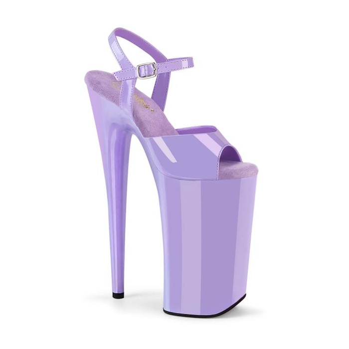 Pleaser sexy high heels platform ankle boot lavender patent