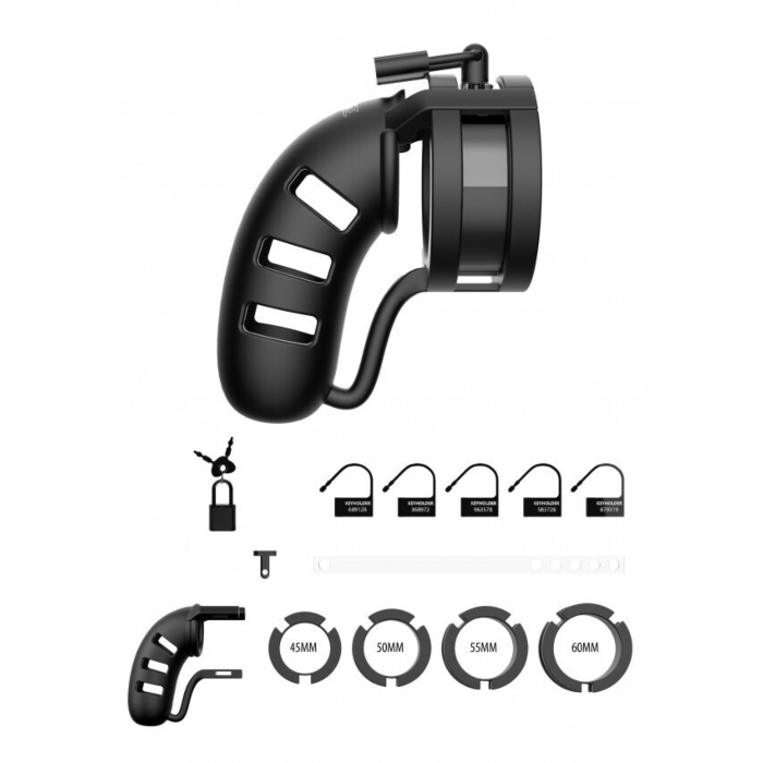 Model 19 - Chastity - 4.5"" - Silicone Cage Ballsplitter - Black