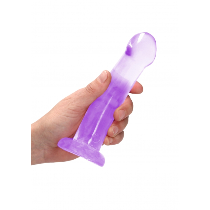 Non Realistic Crystal Clear Dildo 17 cm with Suction Cup (Purple) - Shots Media - Transparent Cock

