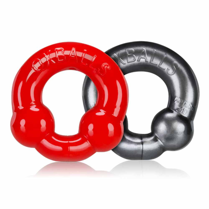 Oxballs Ultraballs Ring - Steel & Red Pack Of 2