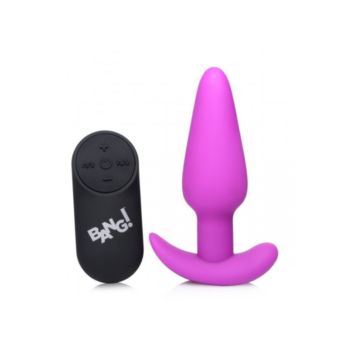 XR Brands 21X Vibrating Silicone Butt Plug with Remote Control - Purple